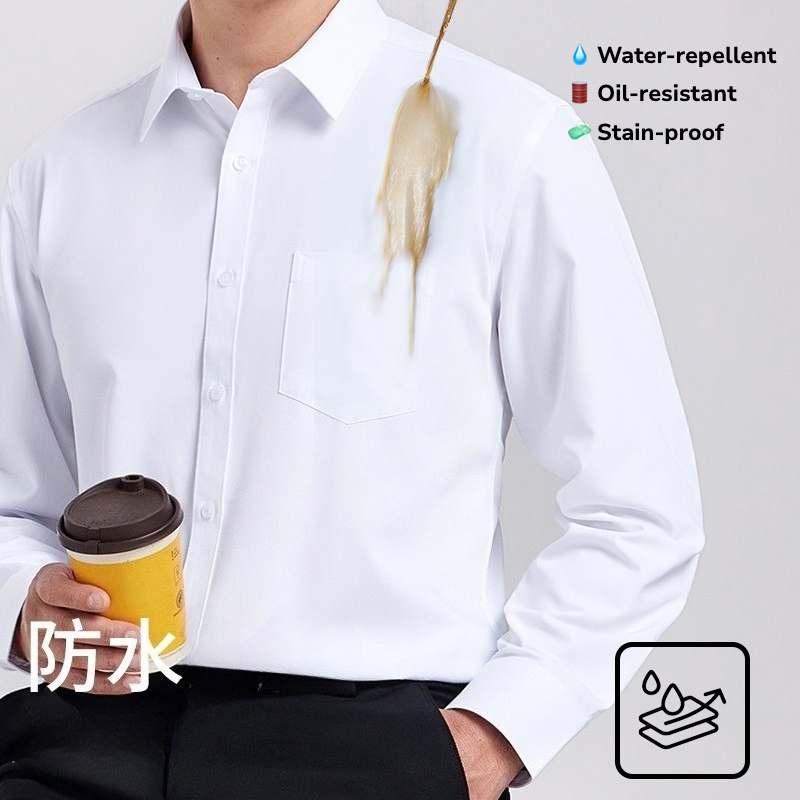 Tech Office Wear Men - Men’s Waterproof Oil-Resistant Long Sleeve Shirt