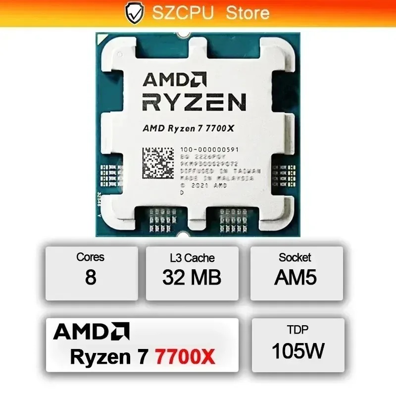 AMD Ryzen 7 7700X CPU New 100% - Amd Cpu Ryzen 7 recension och pris