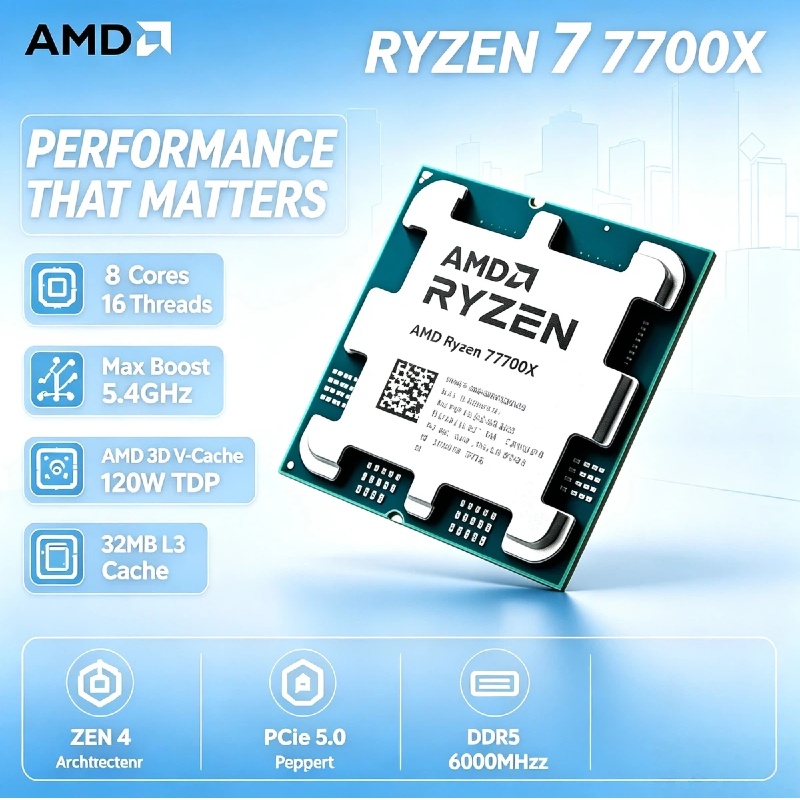 AMD Ryzen 7 7700X 5NM High Per - Amd Cpu Ryzen 7 recension och pris